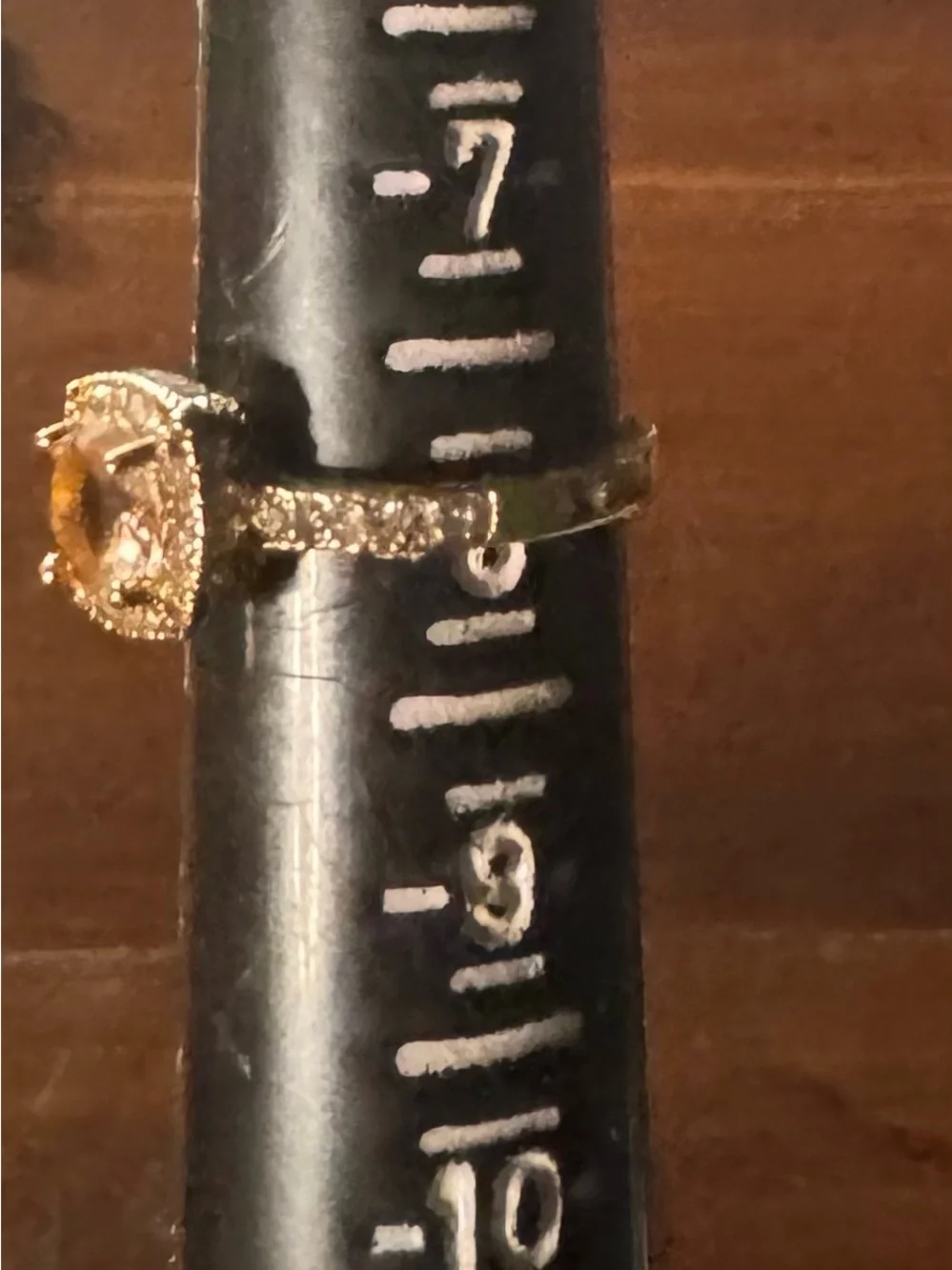 Gold Halo Ring with Blue, red, peach Cushion Gem